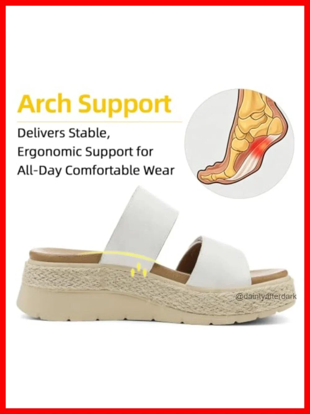 Women's Platform Wedge Sandals Orthopedic Arch Support Faux Leather Slip-On